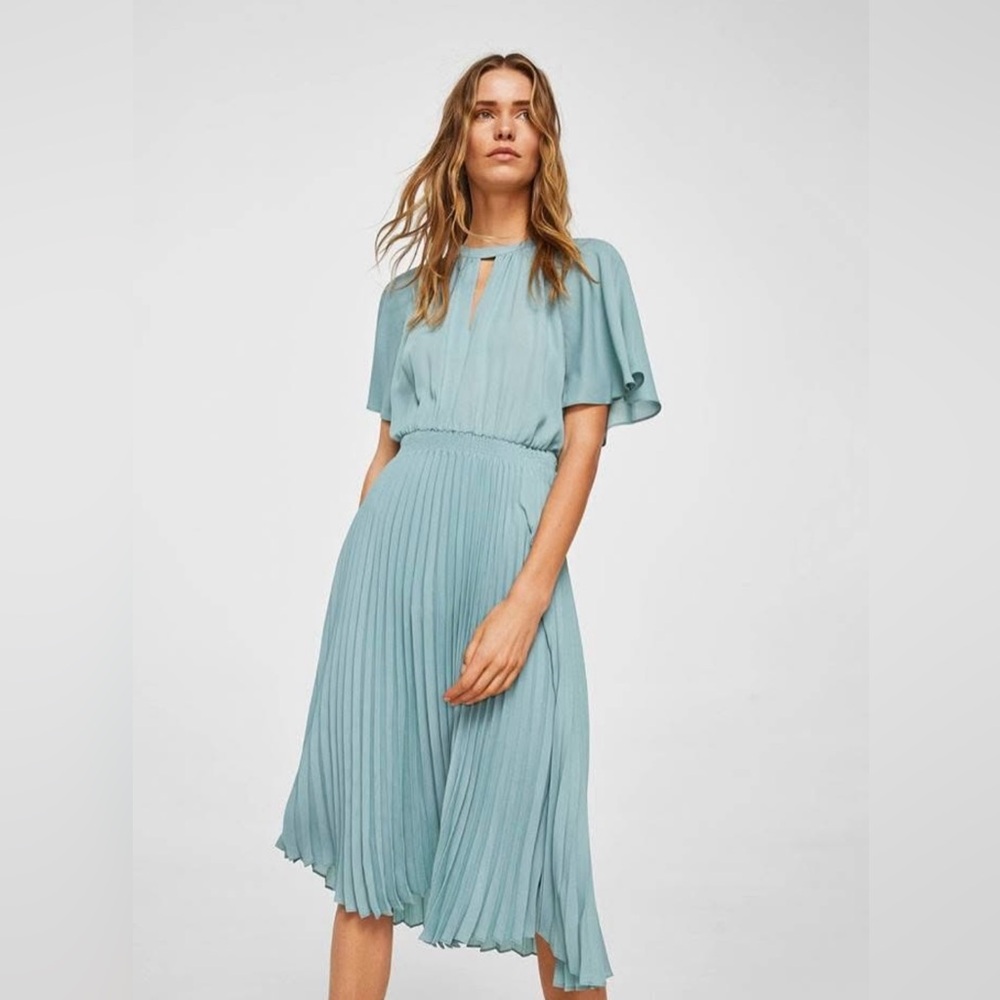 NWT MNG Pleated Skirt Dress Blue Size 4